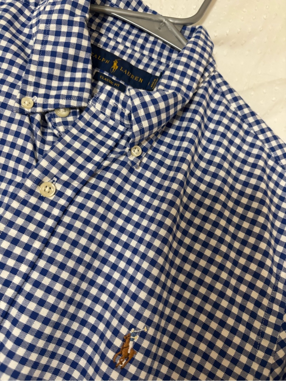 Ralph Lauren Blue and White Gingham Button-Down Shirt - Picture 2 of 4